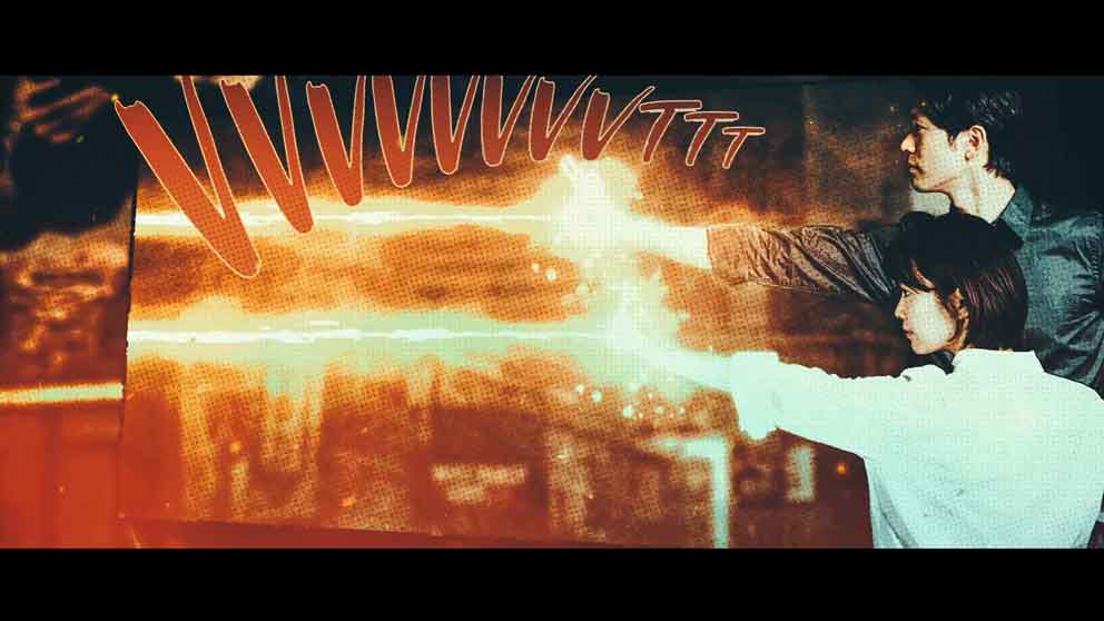 オープニングムービーアベンジャラス：最強ヒーロー集団アベンジャラスが巨大生物に挑む攻撃シーンの画像