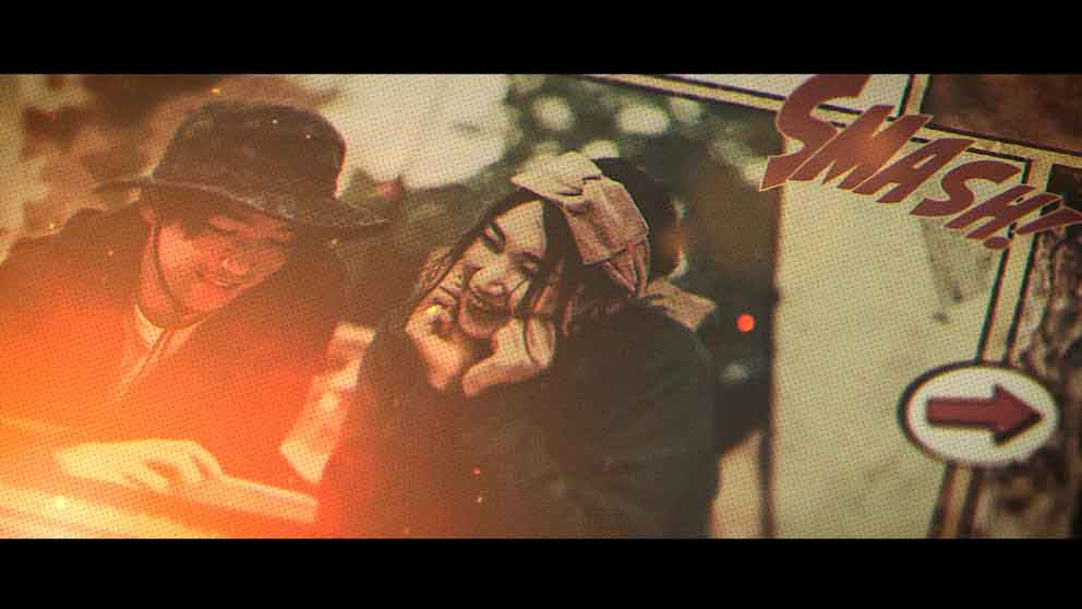 オープニングムービーアベンジャラス：パラパラ漫画のラストシーンで新郎新婦が披露宴会場へ向かう画像